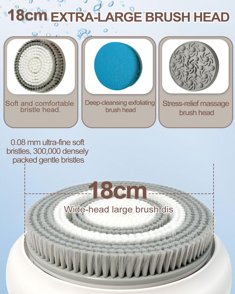 Electric Shower Brush for Body -Wall Mounted Back Scrubber for Shower – Exfoliating Soft Bristles, Hands-Free Wall-Mounted Design, Back Scrubber for Shower, Perfect for Men and Women, Easy to Install