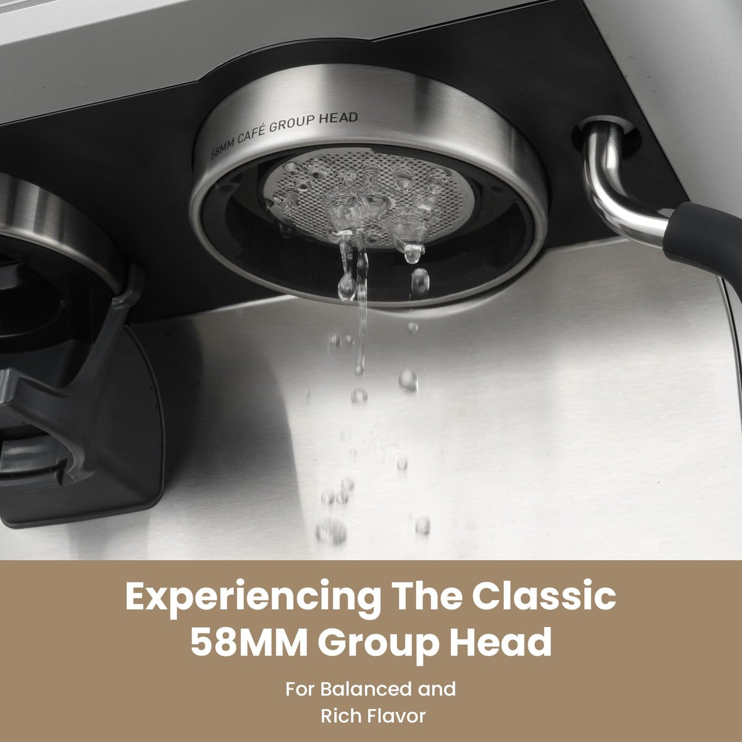Gevi Dual Boiler Espresso Machine with Built-in Grinder & Barista Steam Wand | 58mm Commercial Portafilter, 31 Grind Settings, Stainless Steel | For Home Barista Use