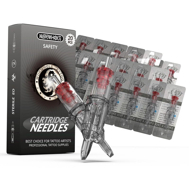 Wormhole Tattoo Needles 20Pcs 9M1 Disposable Tattoo Cartridge Needles Stack Magnum for Tattoo Gun Cartridge Machine Permanent Makeup (1009M1)