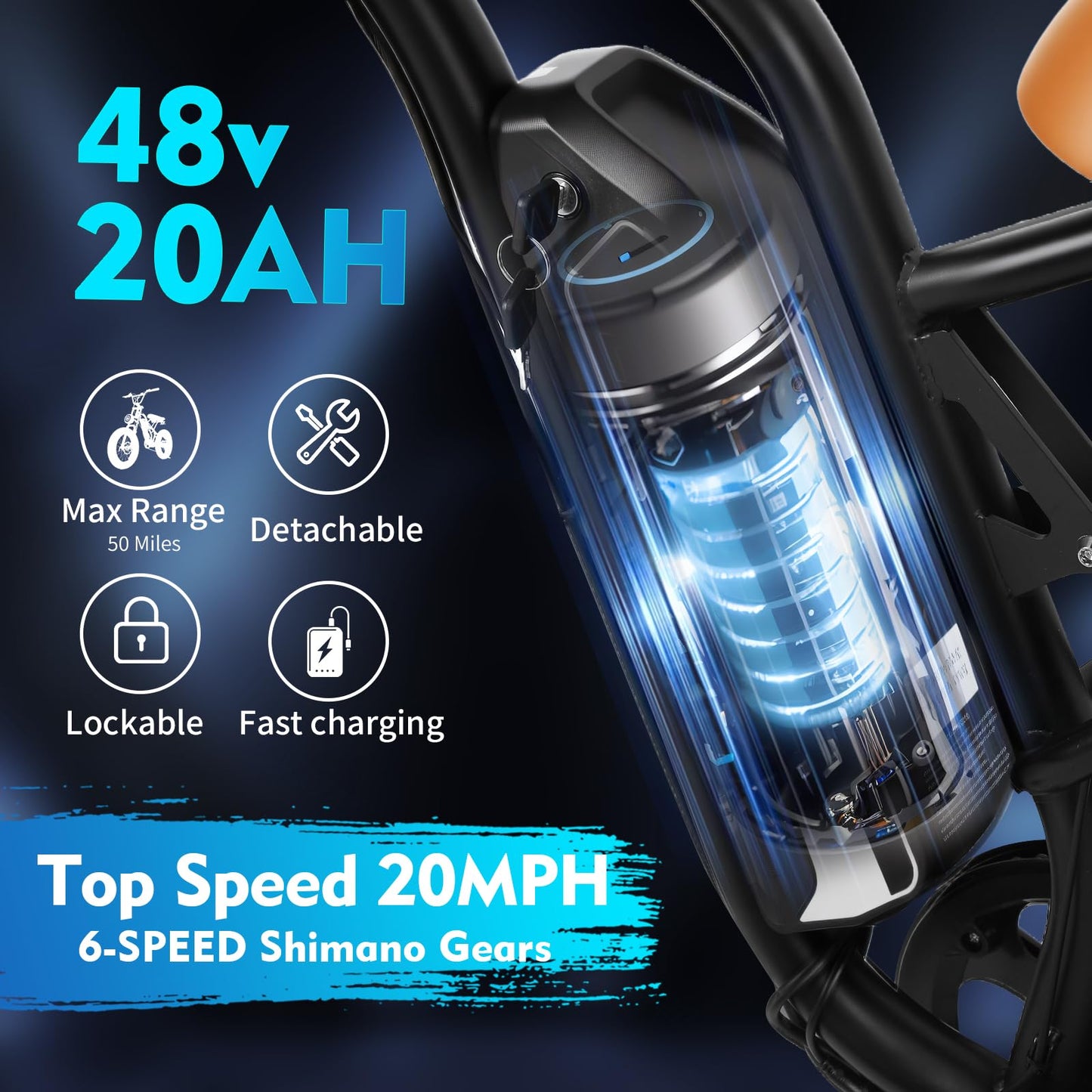 kulifoo Electric Bike for Adults 48V/20AH Battery 1500W Peak Motor, 20" Fat Tire Ebike for Mountains, Snow, Sand, Road with Hydraulic Suspension.All Terrain Electric Dirt Bike