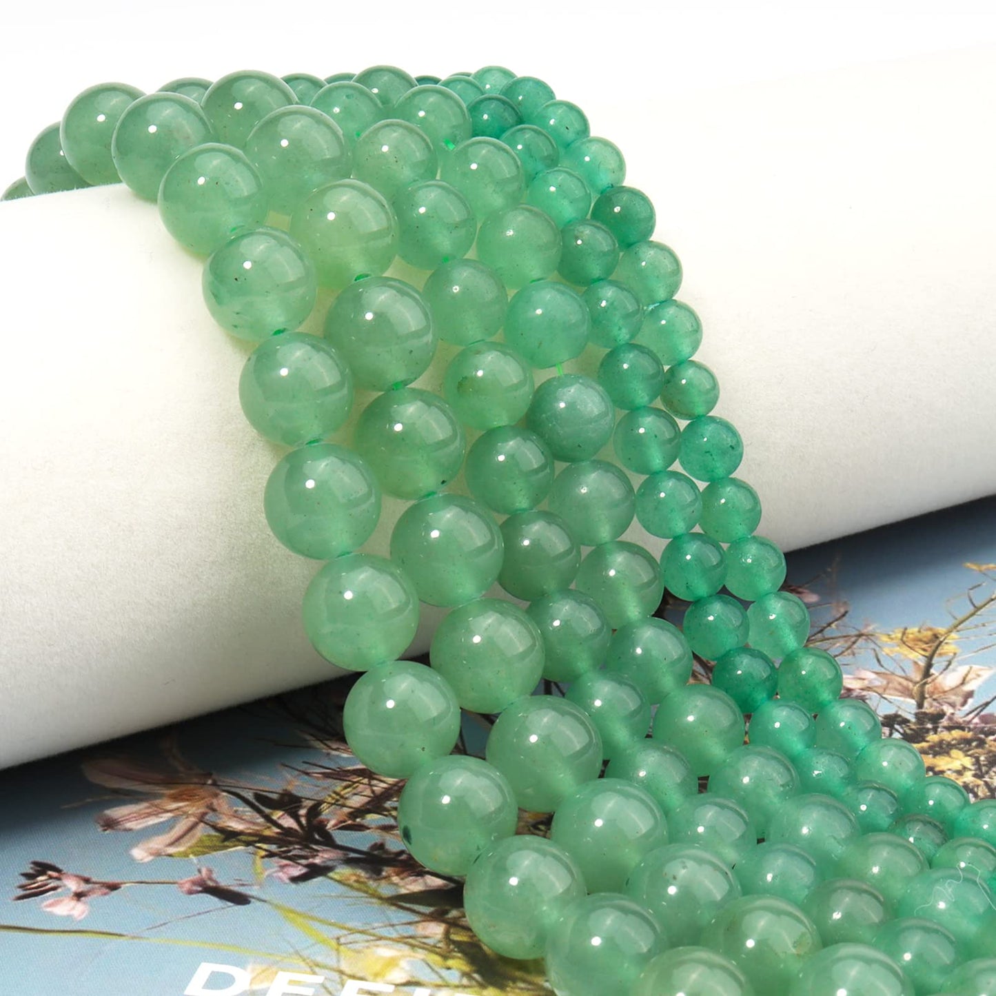 35pcs 10mm Natural Stone Beads Green Aventurine Beads Energy Crystal Healing Power Gemstone for Jewelry Making, DIY Bracelet Necklace