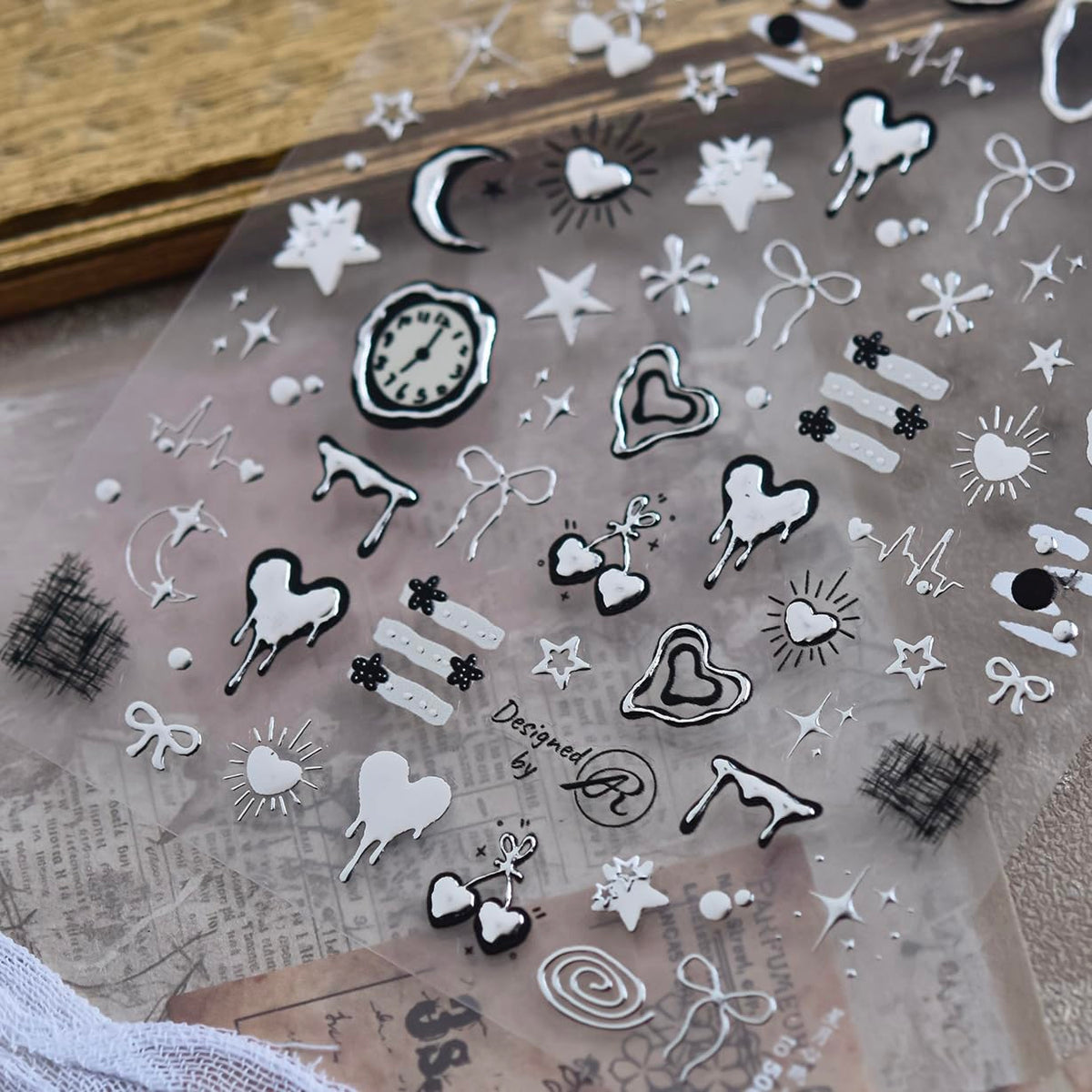 Phuryllic 3D Nail Stickers for Nail Art, Embossed Self-Adhesive Cute Nail Charms & Decals for DIY Nails, Easy-to-Apply Nail Design Supplies & Accessories for Home Manicure-2000s Nails Art