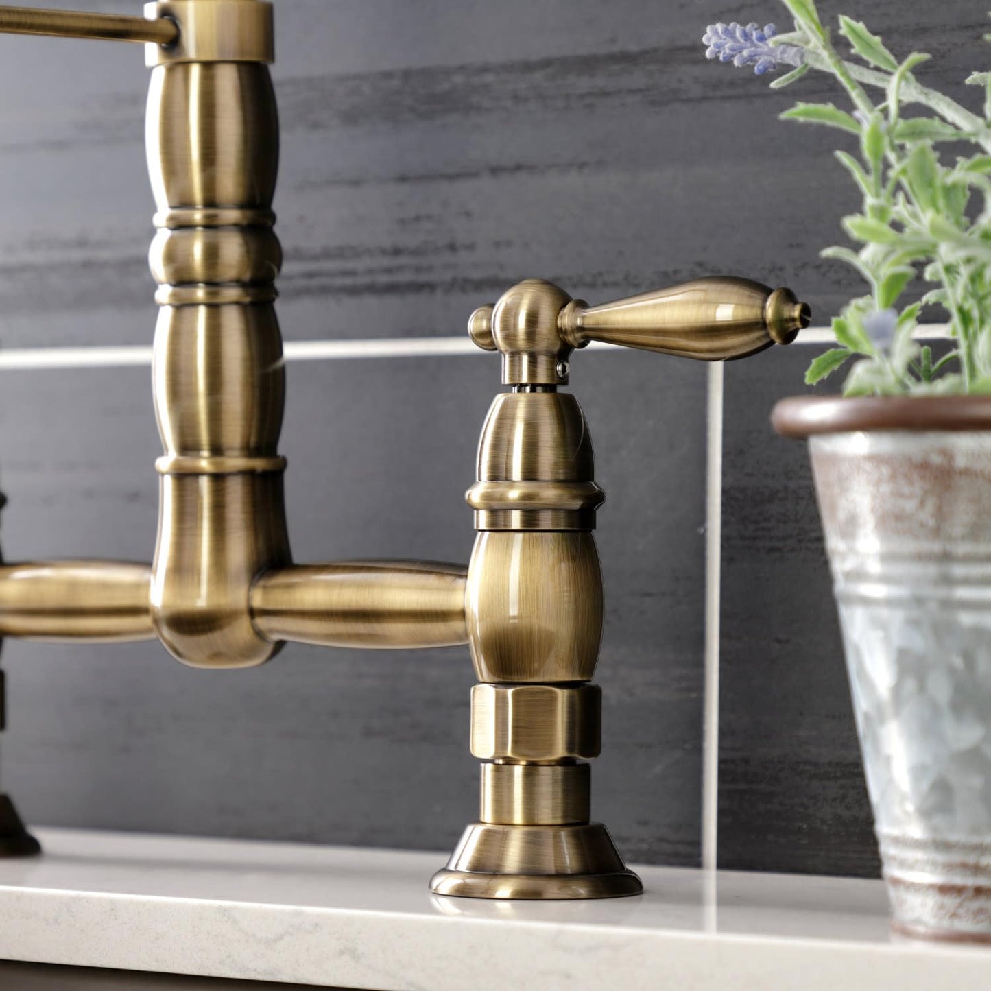 Gourmetier GS1271AL Heritage Two-Handle Deck-Mount Pull-Down Sprayer Kitchen Faucet, Polished Chrome