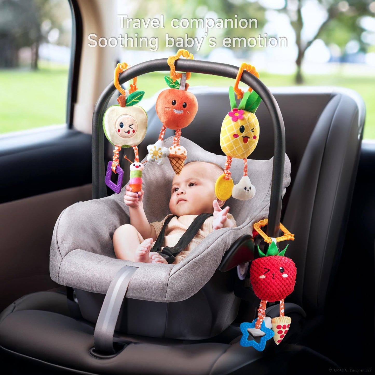 OR OR TU Baby Toys for 3 6 9 12 Months, Hanging Toys Fruit Rattles Infant Newborn Stroller Mobile Toys Car Seat Crib Plush Wind Chime for Boys Girls