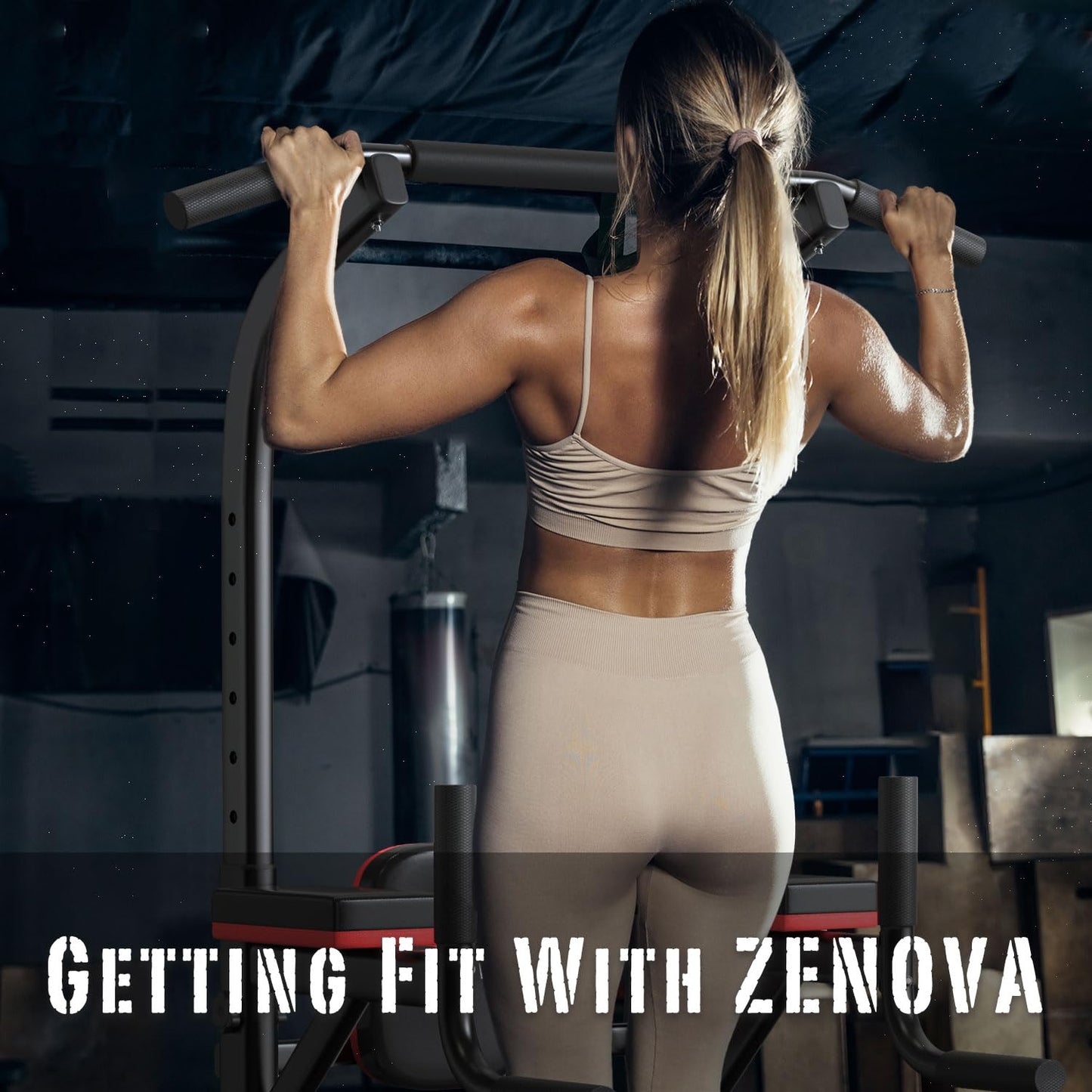 ZENOVA Pull Up Bar Power Tower Dip Bar Pull Up Stand Dip Station Multi-Function Workout Station Fitness Equipment Home Gym Machine