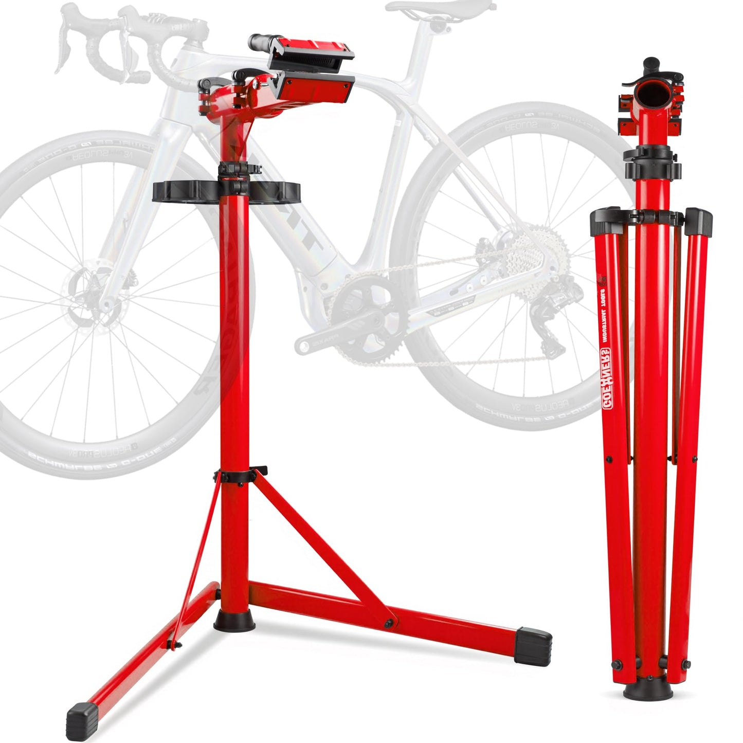 Osluken 2026 Improved Max 176 LBS Bike Repair Stand, Heavy Duty Bike Stand Repair, Portable Bicycle Repair Stand Aluminum Steel Bike Manintenance Stand Workstand for E-bikes, Mountain Bikes, Road Bikes, MTB, RB-Red