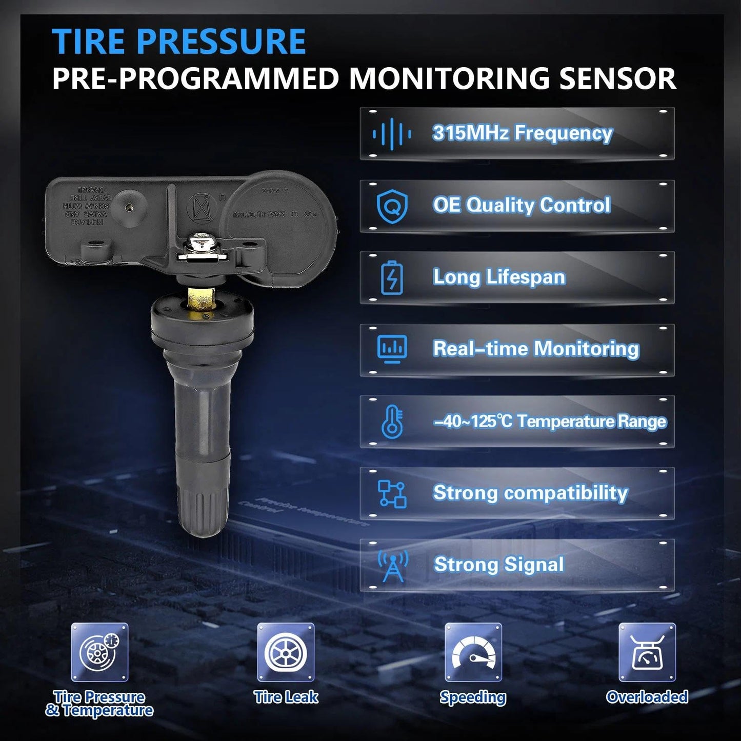 POHILA TPMS Sensor,4-Pack Tire Pressure Monitoring System Sensor Replacement for GM Chevy GMC Cadillac Buick, 315Mhz Tire Pressure Monitoring Sensor，Replaces OE 13598771 13598772 13586335 13581558