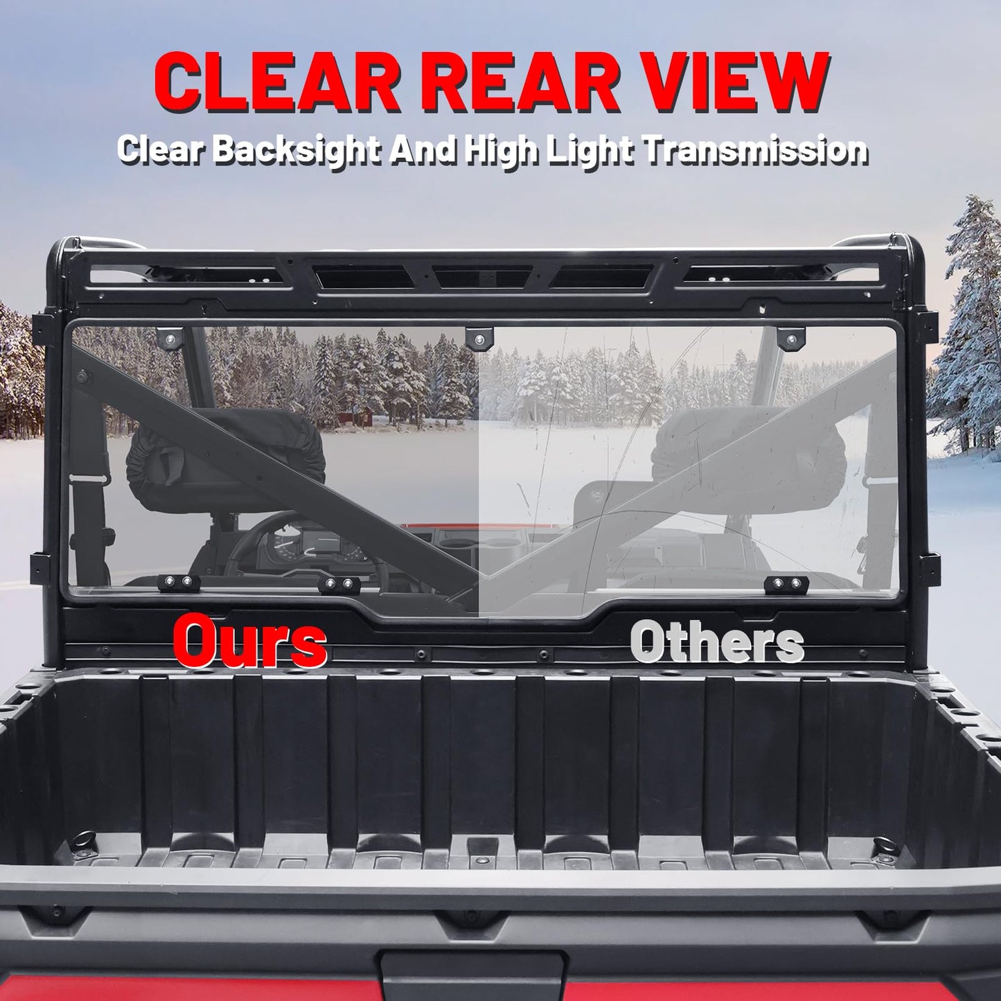 StarknightMT Ranger XP 1000 Rear Windshield, Smoke Tinted Ranger 1000 Back Window Rear Windscreen Compatible with Polaris Ranger XP 1000/Crew 2017-2026, Ranger 1000/Crew 2020-2026