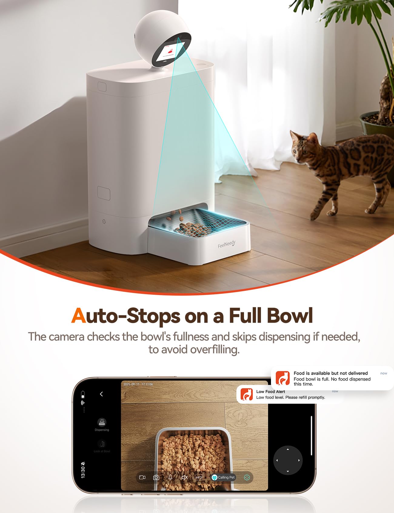 Automatic Cat Feeder with Camera 360°, 2K HD with Night Vision & 2-Way Audio Auto Dog Feeder, 2.4G/5G Smart Pet Feeder with Display & APP, 5.5L Video Recording Timed Food Dispenser for Cats/Dogs