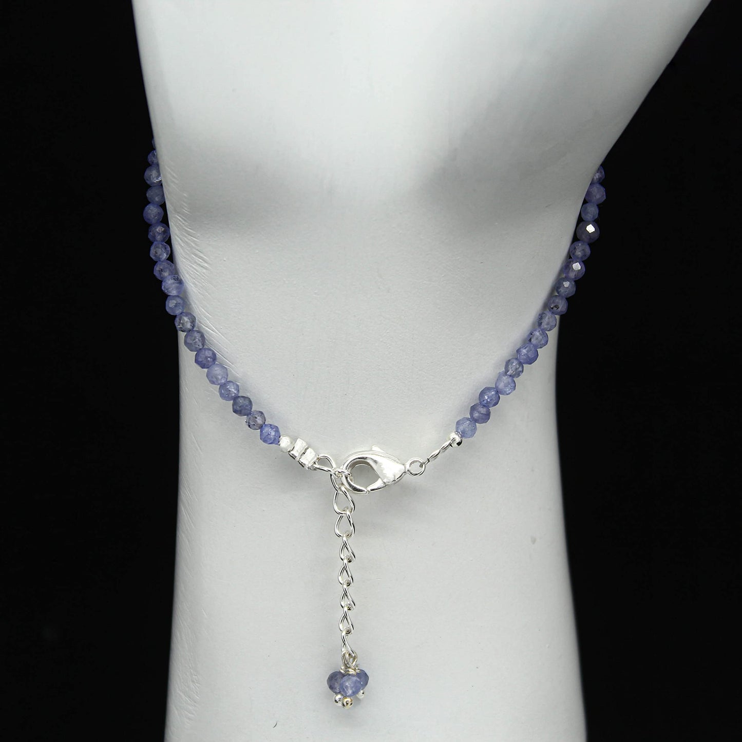 Gempires Handmade Tanzanite Gemstone Beaded Bracelet for Women | 2.4–2.5 mm Faceted Natural Stone | Adjustable 7+1 Inch Silver Plated Chain | Dainty Minimalist Stacking Jewelry | December Birthstone Gift