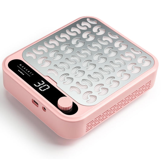 Makartt Nail Dust Collector - Professional Powerful Suction Larina Vacuum Fan Dust Cleaner with LED Display, Adjustable Speed, Reusable Filter for Acrylic Nails Polishing Manicure Salon Home Pink