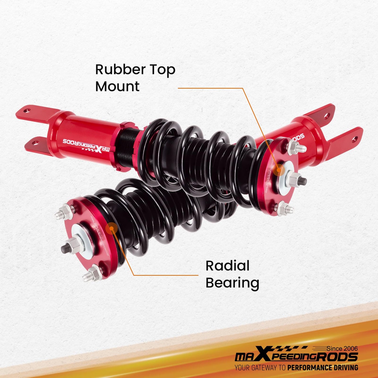 maXpeedingrods Coilovers for Honda Civic 1988-2000, for Honda CRX 1988-1991,for Honda CR-X del Sol 1992-1995, for Acura Integra 1994-2001, Adjustable Height Coilovers Suspension Kit Lowering Kit Red