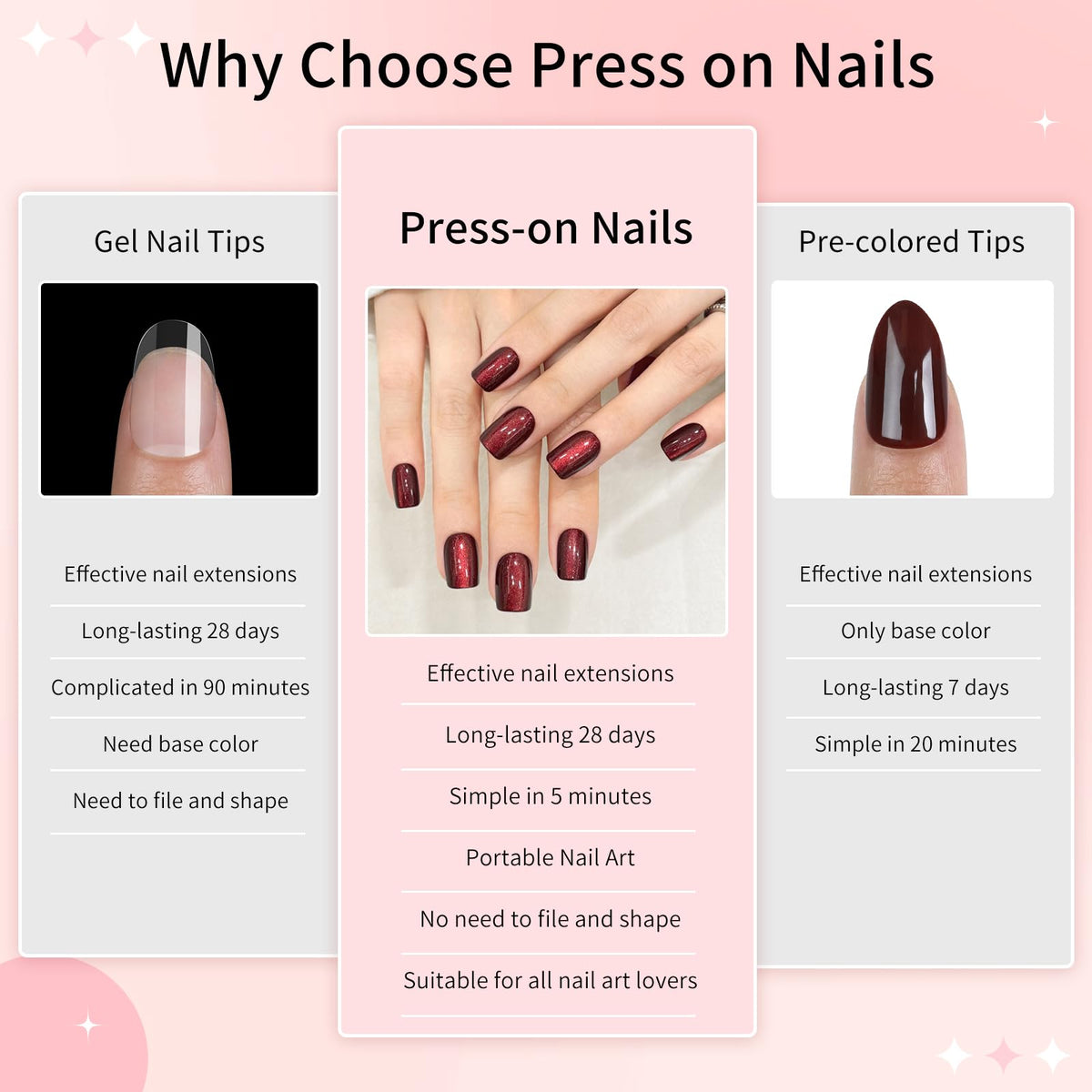 Dark Red Cat Eyes Press On Nails,12 Sizes - 24 Pcs Soft Gel Red Short Squoval Fake Nails Kit with Nail Glue, Natural Reusable Stick On False Nails for Women and Girls SK1058