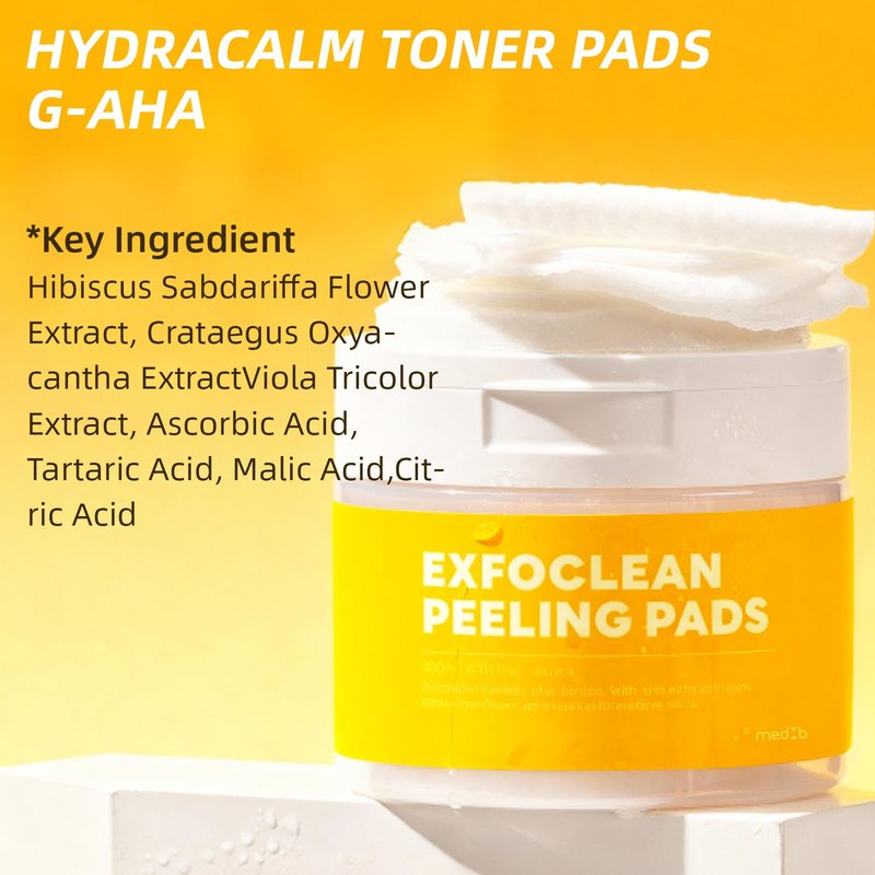 MEDB Exfoliating Pads, Dual-Textured Facial Pad for Exfoliation and Pore Care with AHA & BHA, Salicylic Acid Brightening, Hydrating, for Radiant & Clear Skin, Korean Skincare 60 Counts