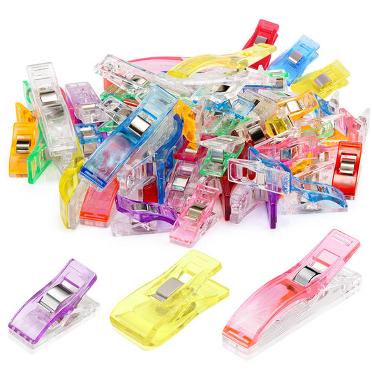 Doukey 55PCS Sewing Clips and Quilting Clips Multipurpose Plastic Clips Craft Clips Sewing Accessories Quilting Supplies Crafting DIY Supplies Assorted Colors & Size with Plastic Box