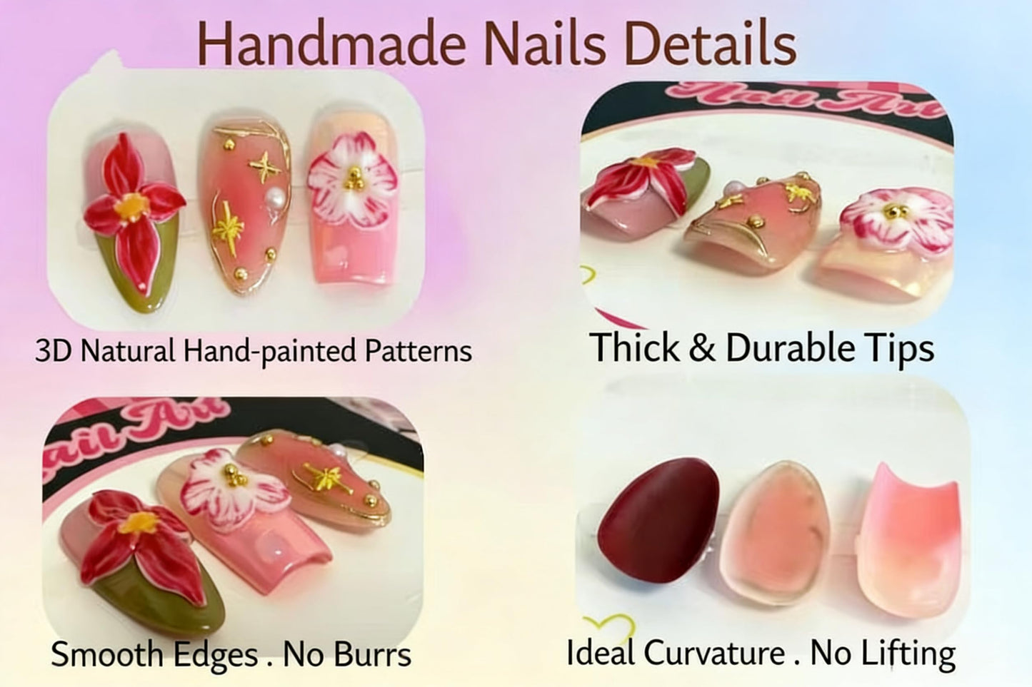 Haozerart Extra Press On Nails Handmade XXL Long Square Press ons Black V French Tip with Bow & Luxury Rhinestones, 10 Pcs M Size Nail Kit for Women