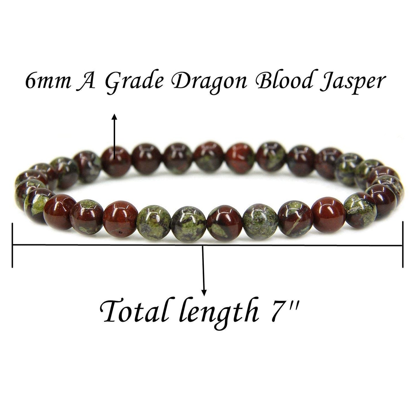 Angelstones Handmade Natural Dragon Blood Jasper Healing Gemstone 6mm Round Beads Stretch Crystal Bracelet 7 Inch Unisex