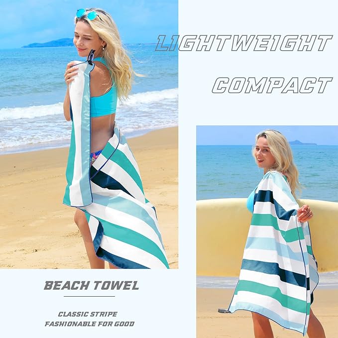 Exclusivo Mezcla 4 Pack Microfiber Quick Dry Beach Towels, Oversized Lightweight Sandfree Pool Towels for Swimming Camping Travel with Bagn (Multi, 35x70 Inches)