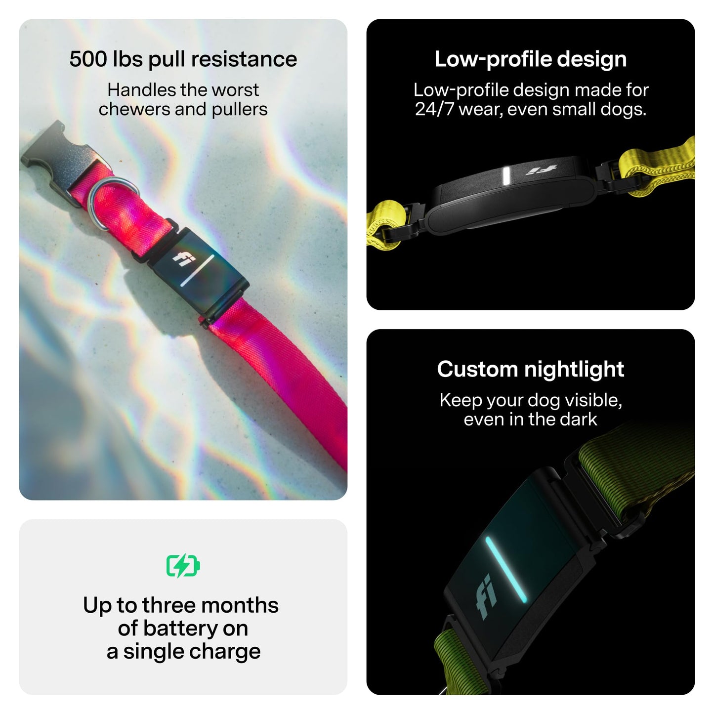 Fi New Series 3+ Smart Dog Tracker Collar [12 Month Membership Included] GPS Tracker for Dogs with Health & Behavior Monitoring, Escape Alerts, Waterproof, LED, Apple Watch Compatible (Blue, Large)