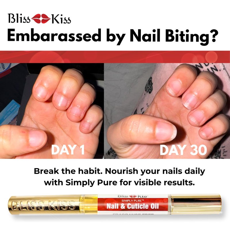 Bliss Kiss | Fragrance Free 4 Nail Oil Cuticle Pens w/Vitamin E & Jojoba⏤Nail Strengthener Nail Growth and Strengthening Serum for Brittle, Peeling, Breaking, Thin nails