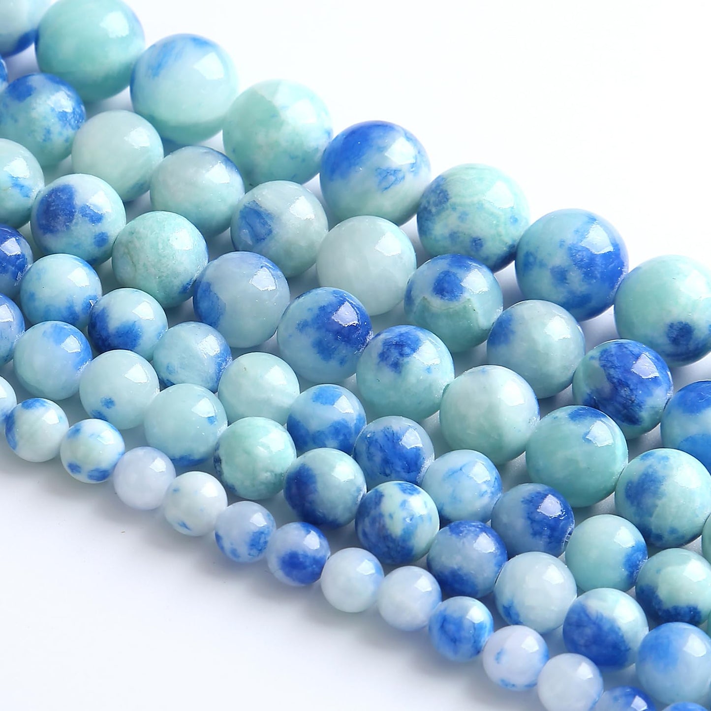 8MM 46PCS Peacock Blue Persian Jade Spacer Loose Beads for Jewelry Making DIY Bracelet Necklace