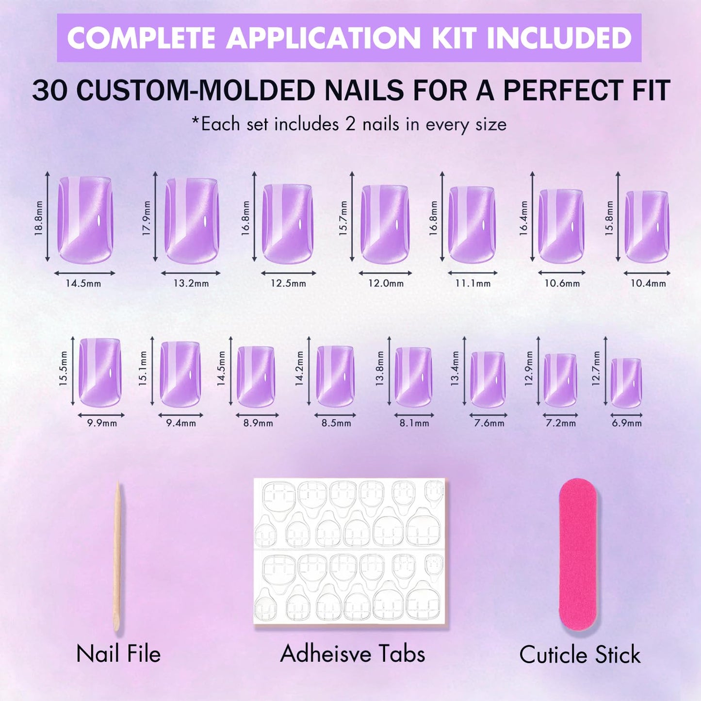 KQueenest Cat Eye Press on Nails Short, 30 Pcs Acrylic Press on Nails Square, Sparkly Glitter Light Pink Fake Nails Press on Short, Reusable Chrome Soft Gel Glue on Nails for Women Gift