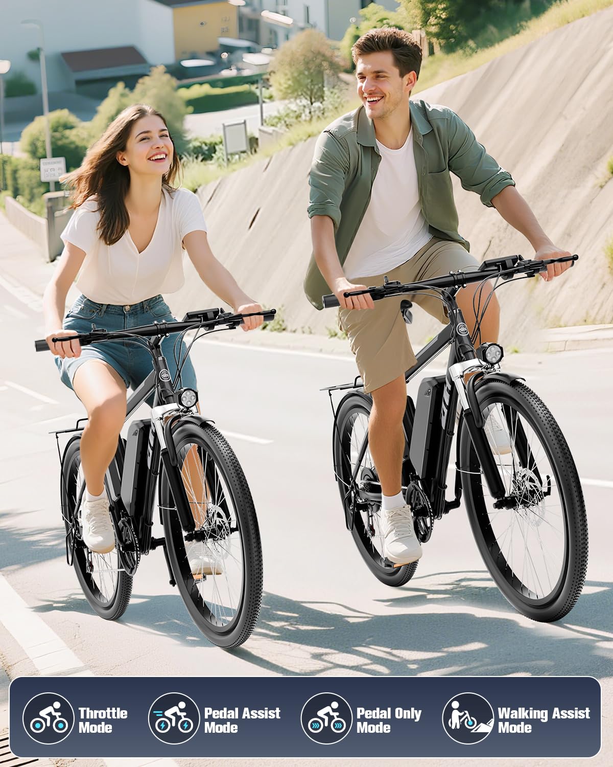 ZNH Electric Bike for Adults, 750W Peak Electric Mountain Bike with 48V 13Ah Removable Battery, 20MPH Brushless Motor Up to 50 Miles, Suspension Fork, 26'' Fat Tire Commuter Ebike, Black