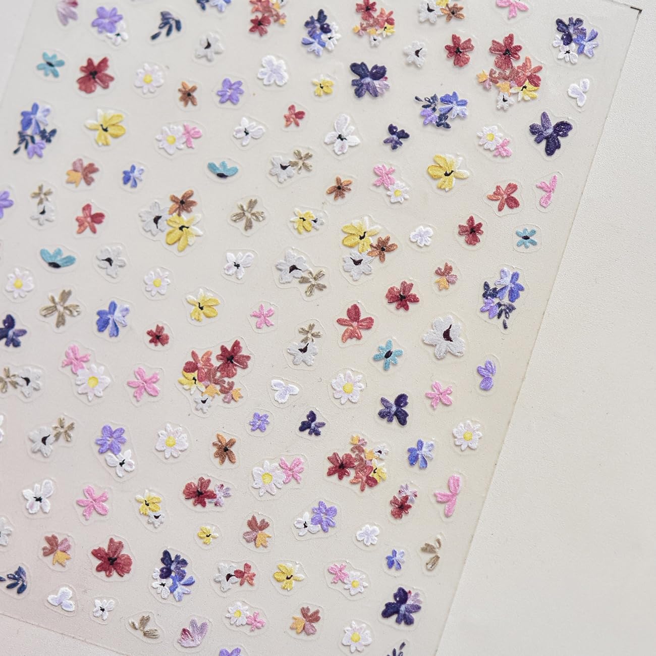 Phuryllic 3D Nail Stickers for Nail Art, Embossed Self-Adhesive Cute Nail Charms & Decals for DIY Nails, Easy-to-Apply Nail Design Supplies & Accessories for Home Manicure-Mini Blooms