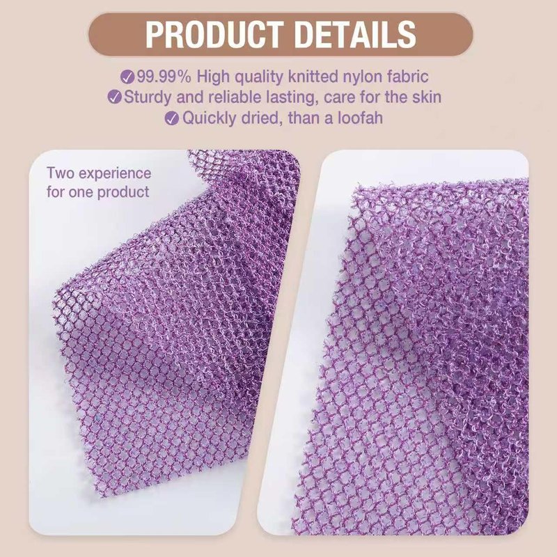 GLOBECARRY African Net Sponge Extra Long 3 Pieces, Loofah Back Scrubber for Shower, Exfoliating Washcloth & Body Scrubber, 39.37" L x 12.99" W Bath Sponge (Blue, Pink, Purple)