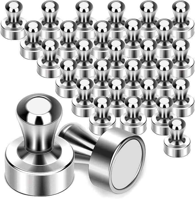 MIKEDE Strong Magnets for Whiteboard, 30 Pcs Refrigerator Magnets Magnetic Push Pins, Neodymium Fridge Magnets for White Board, Kitchen, Office, Classroom, Perfect for Whiteboard Map