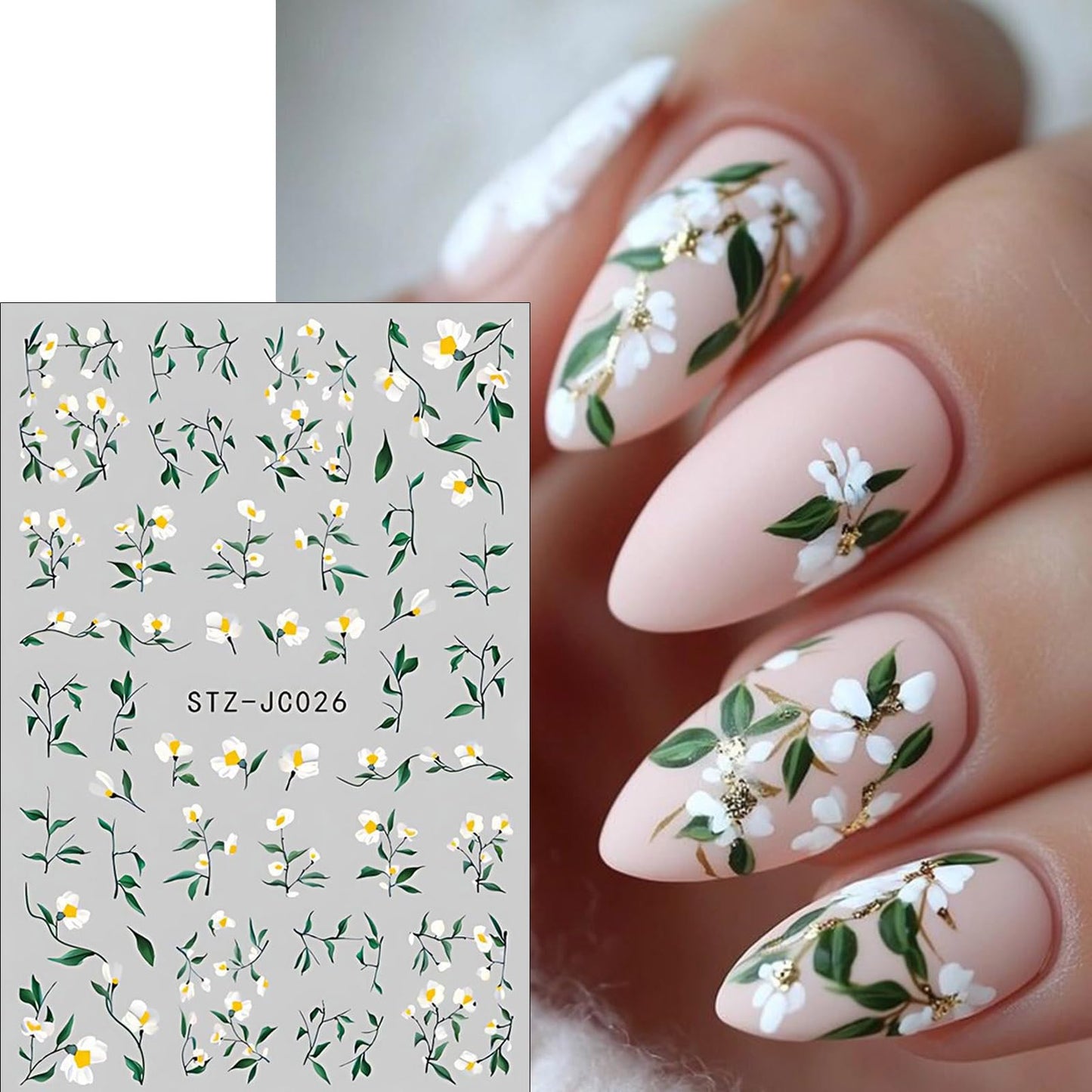 5pcs Flower Nail Stickers With Tweezers, Mini Jasmine Rose Hibiscus Wildflower French Lace Self-Adhesive 3D Floral Nail Decals For Women Girls, Spring Summer Nail Supplies For DIY Manicure Decorations