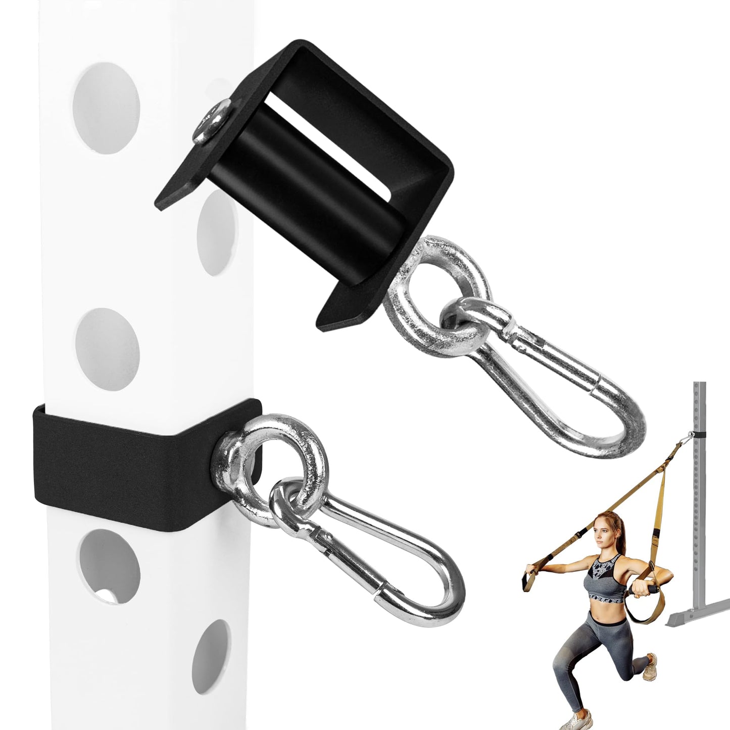 Ertuohg 2PCS Power Rack Attachments with Quick Connect Buckles, O-Ring Attachment for Power Rack Squat Racks, Heavy Duty Power Rack Shackle Band Attachment, Resistance Band Hooks Fits 1" Holes"