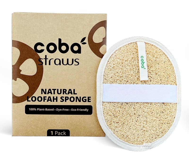 Coba Straws Natural Loofah Exfoliating Body Scrubber | 100% Plant-Based Shower Luffa Sponge for Deep Cleansing, Smooth & Glowing Skin | Bath Loofah for Women & Men (Pack 1)