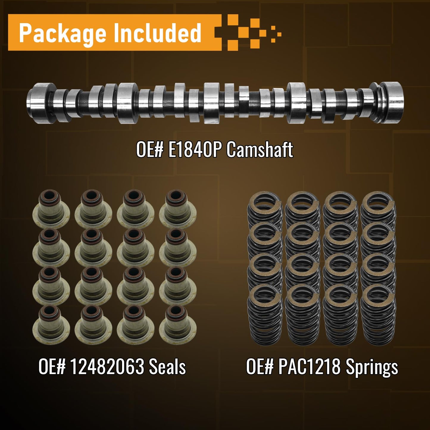 E1840P Sloppy Mechanics Stage 2 Cam Camshaft Kit for Chevy/GM LS LS1 LS2 LQ4 LQ9 4.8L 5.3L 5.7L 6.0L 6.2L Includes E-1840P Camshaft / PAC1218 Springs / 12482063 Seals