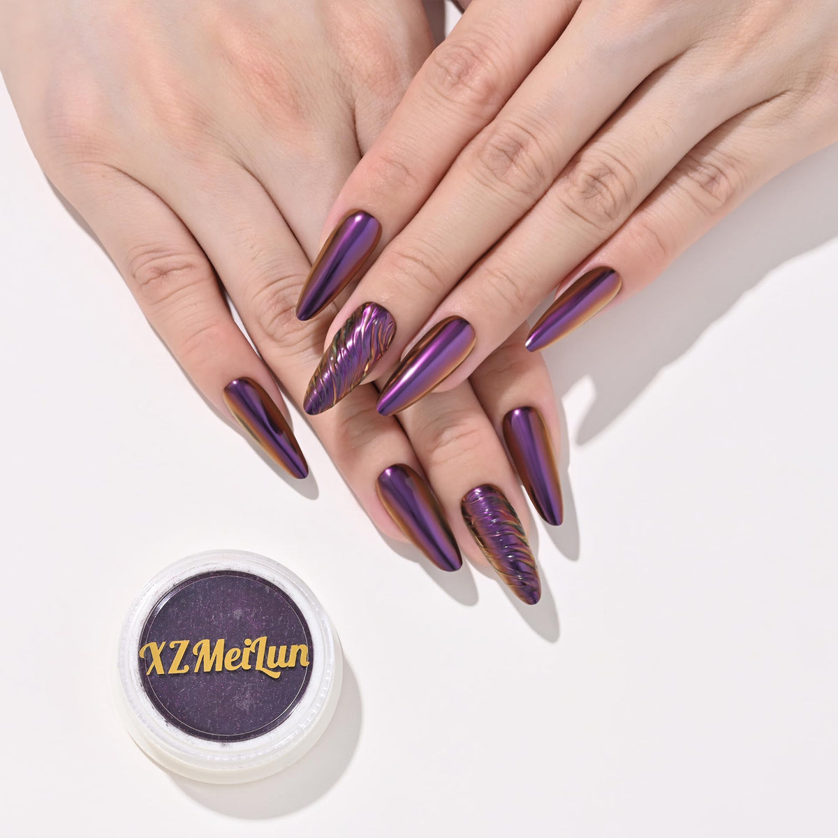 XZMeiLun Chameleon Chrome Nail Powder, Big-Capacity0.8g Aurora Yellow Turns Purple Mermaid Aurora Powder Pigment Pearlescent Nail Art Glitter Decoration, Can mixed With Builder Gel Nail Polish For Use