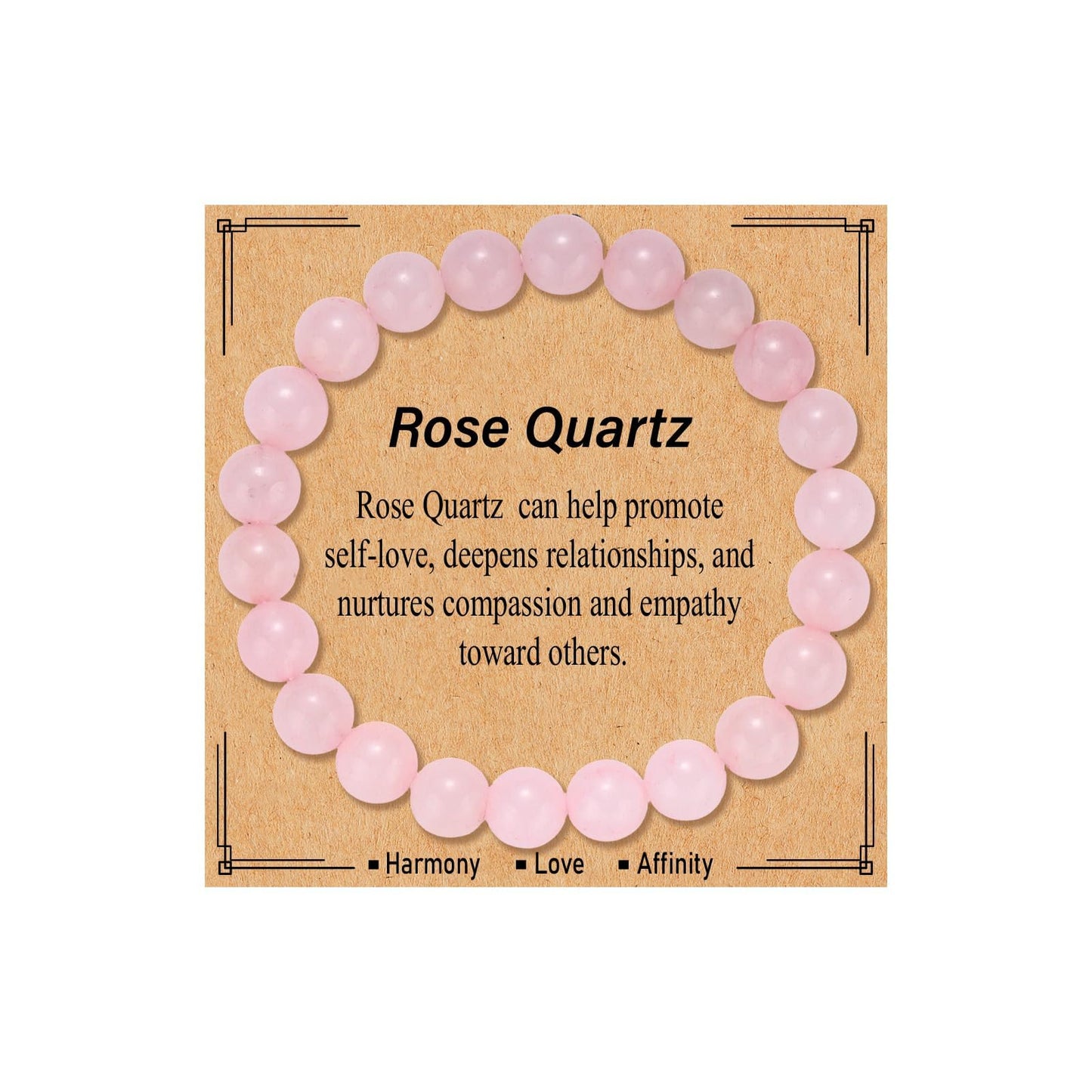 Kenailw Rose Quartz Crystal Beaded Bracelet for Women Gemstone Bracelet Natural Stone Anxiety Healing Protection Jewellery Gifts for Her Mum Daughter Gift