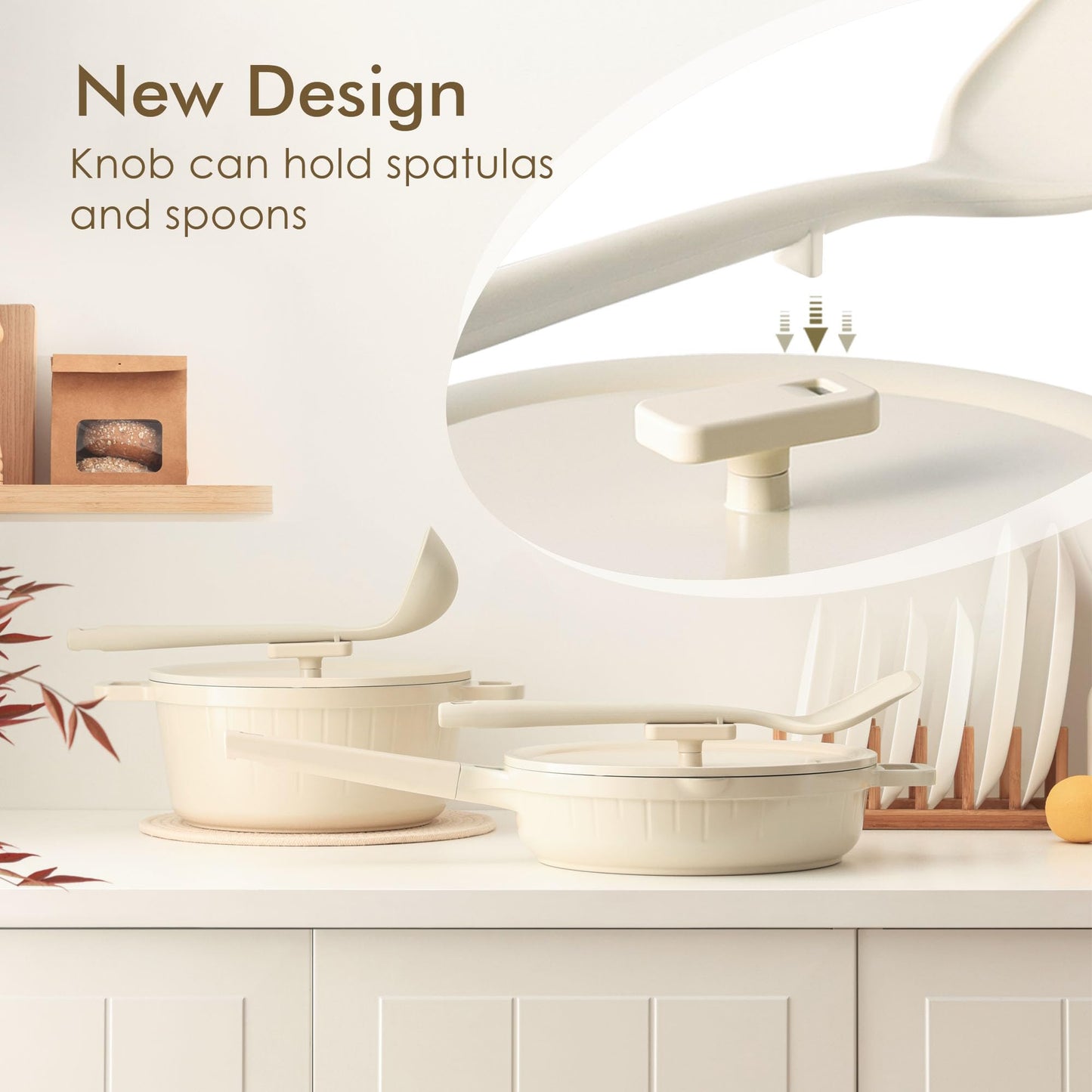 SENSARTE Ceramic Cookware Set Non-toxic 14 Pcs, Nonstick Pots and Pans Set, Dishwasher Safe Induction Cookware, Healthy Kitchen Cooking Set w/Die-cast Lids, PFOA/PFAS/PTFE Free