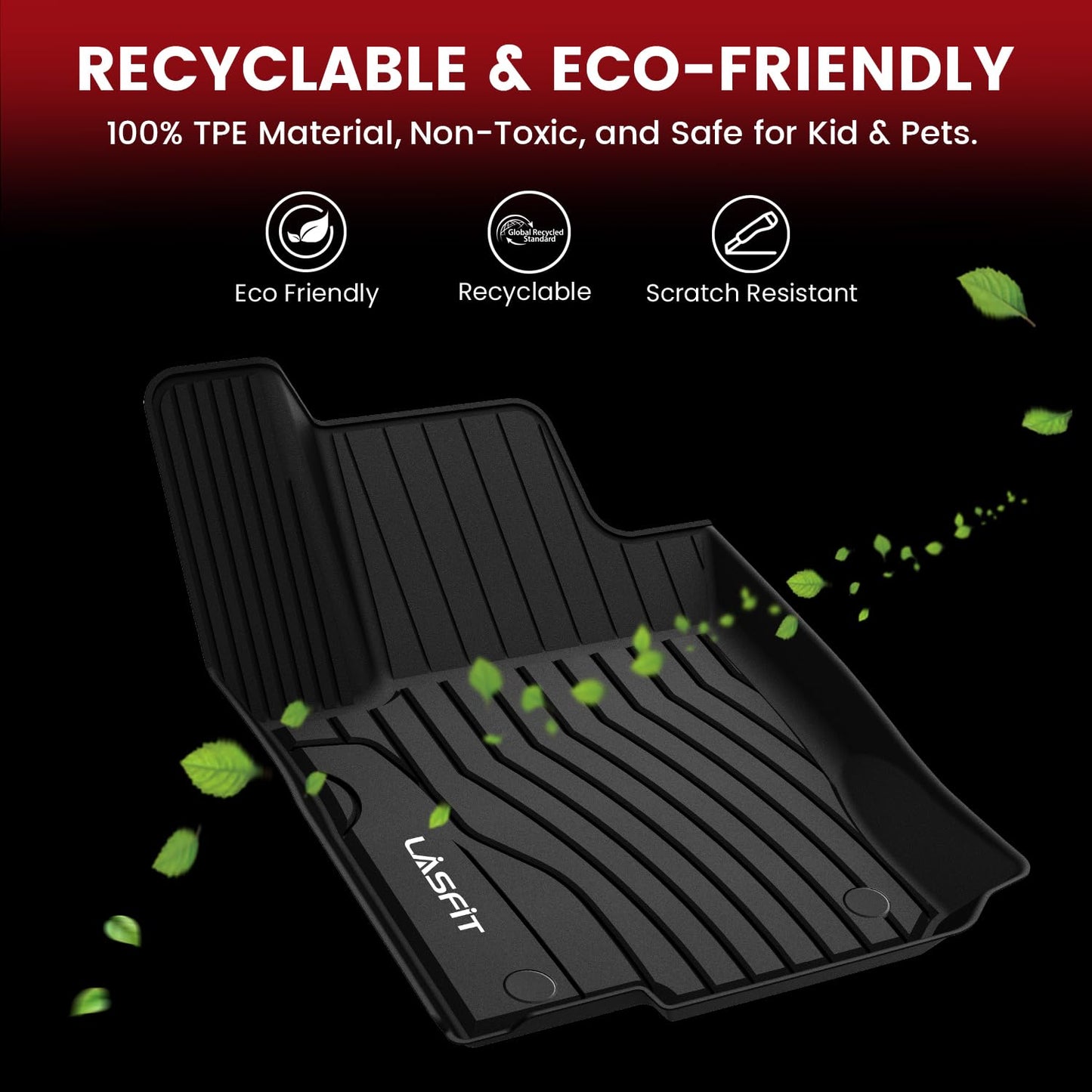 LASFIT Floor Mats & Cargo Mat for Mercedes Benz GLC 2016-2022 GLC300 /GLC350e (Not Fit Coupe), All Weather TPE Floor Liners Fit for GLC 300/ 350e/ 43 AMG/ 63 AMG Car Mats, 1st & 2nd Row & Trunk Mat