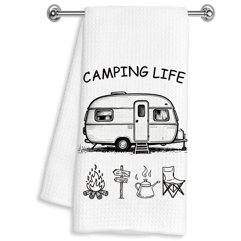 YXYBF Camping Gifts Hand Dish Tea Towels for Kitchen Bathroom RV Decor 16x24 Inches, Gifts for RV Campers Women Men, Minimalist Camping Kitchen Towels Decorative