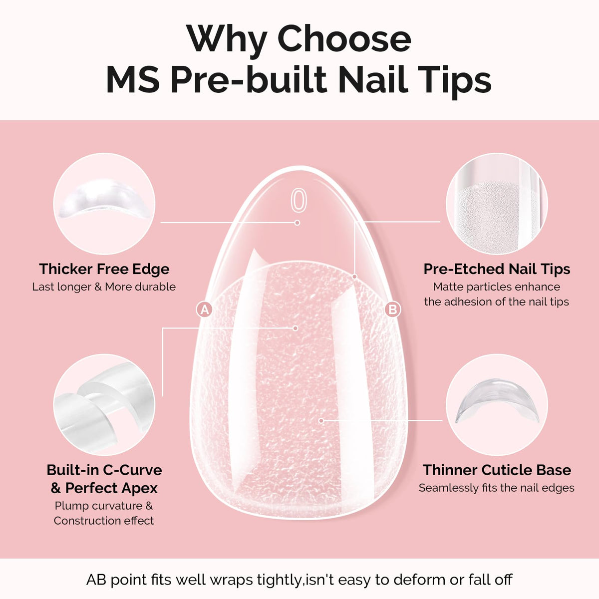MelodySusie Short Almond Gel Nail Tips Kit-300Pcs 15Sizes Pre-Building Apex Fake Nail Tips 20gSolid Nail Glue Gel,Half Matte Full Cover Clear Acrylic Nail,Thick Strong Long Lasting for Home DIY&Salon