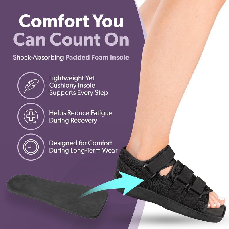 BraceAbility Post Op Shoe - Adjustable Orthopedic Medical Walking Boot for Broken Foot, Broken Toe, Stress Fracture and Injuries, Universal Cast Shoe for Men and Women After Foot Surgery (L - Female)