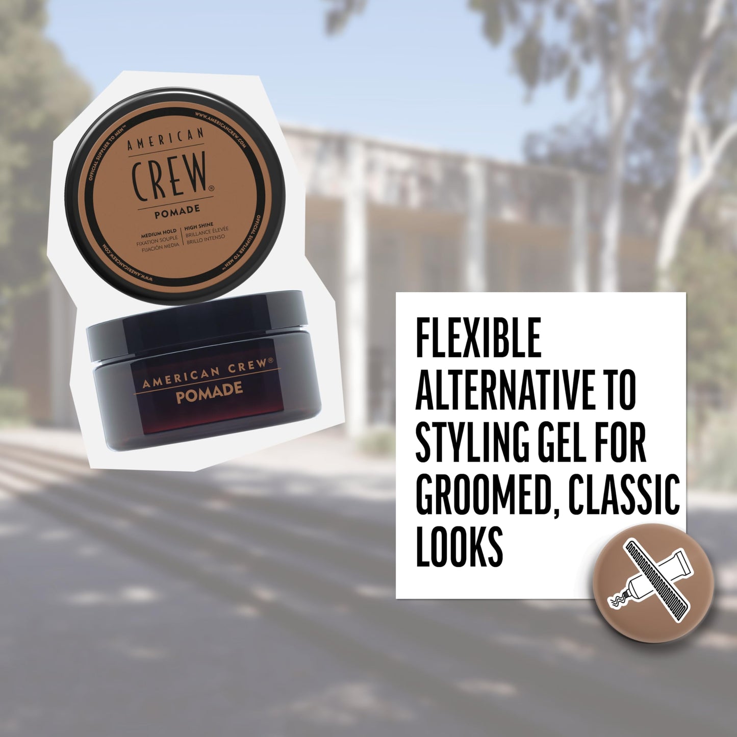 American Crew Men's Hair Pomade, Like Styling Gel with Medium Hold & High Shine, Travel Size, 1.7 oz