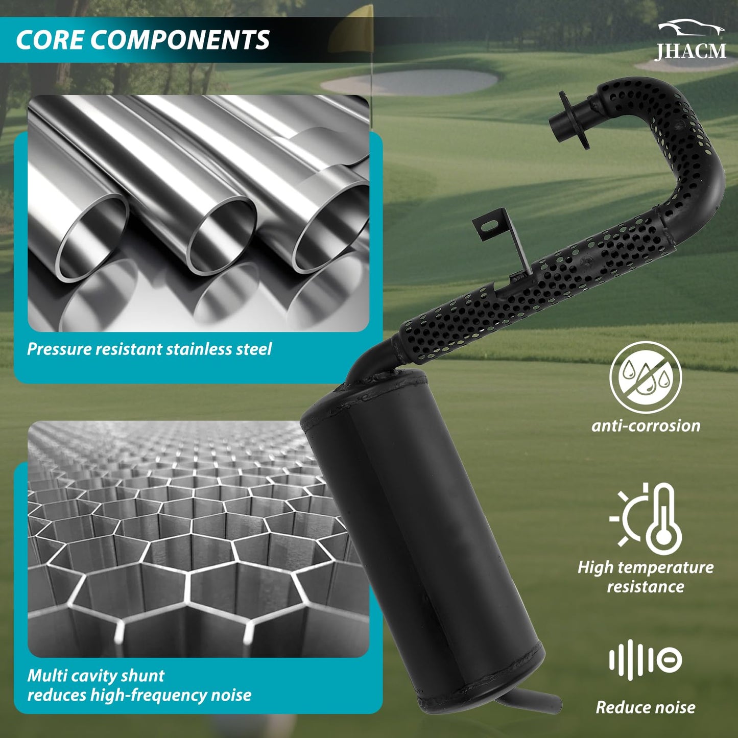 JHACM Golf Cart Muffler FE290 101859301 Compatible With Club Car Gas FE290 Kawasaki Motor 1994-2014 Golf Cart