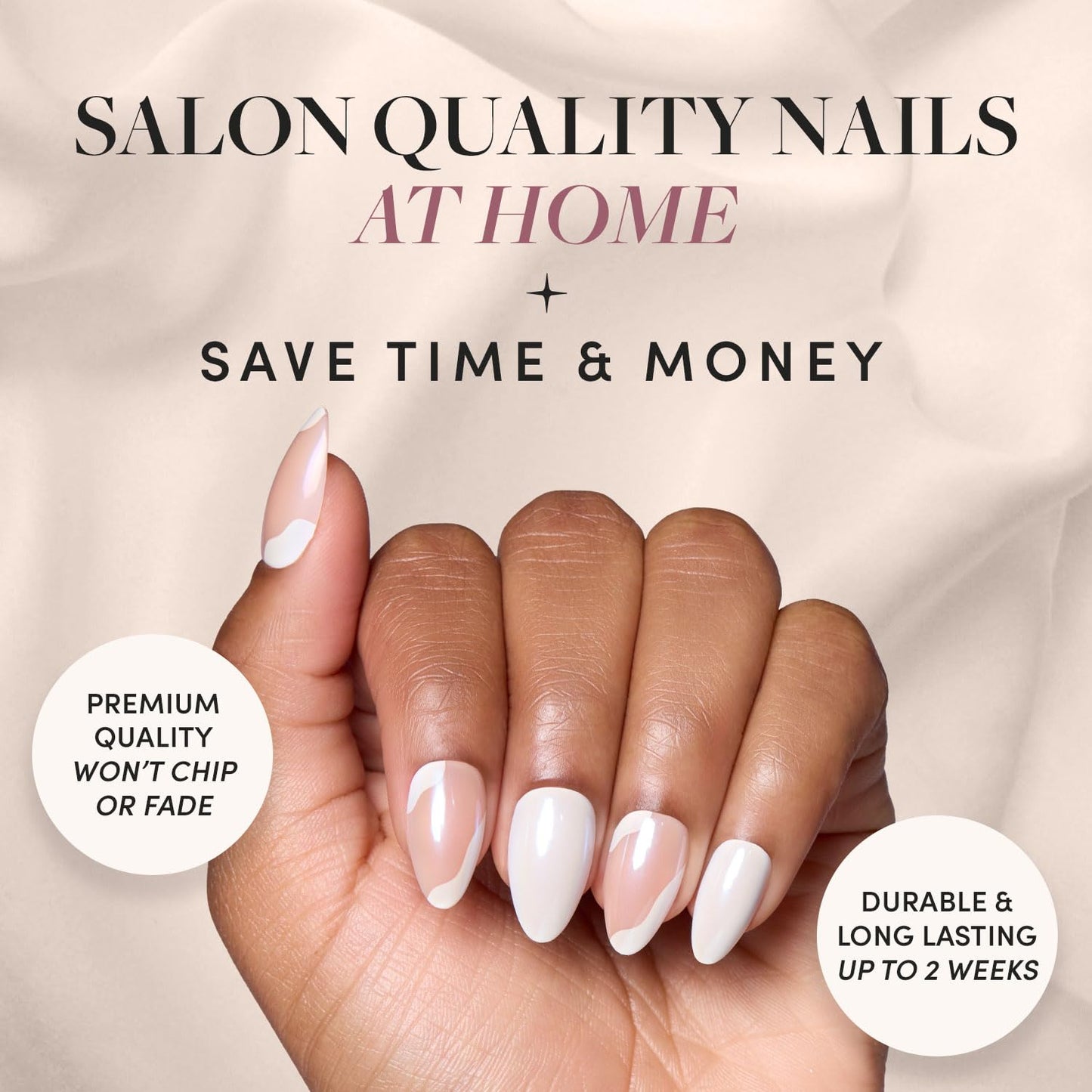 Glamnetic Press-On Nails - Lovey Dovey | Short Almond Fake Nails with Abstract Accents | 15 Sizes - 30 Nail Kit with Glue & Nail Tabs