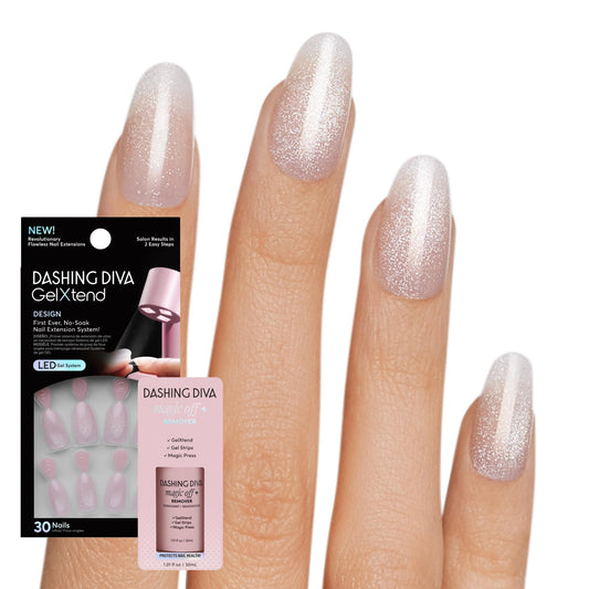 Dashing Diva GelXtend Design & Removal Kit - Nail Tips & Magic Off+ Remover - Acrylic Nails with LED Glue - Lasts Up to 14 Days - Press On Remover with Niacinamide and Castor Oil - Ballet Beauty