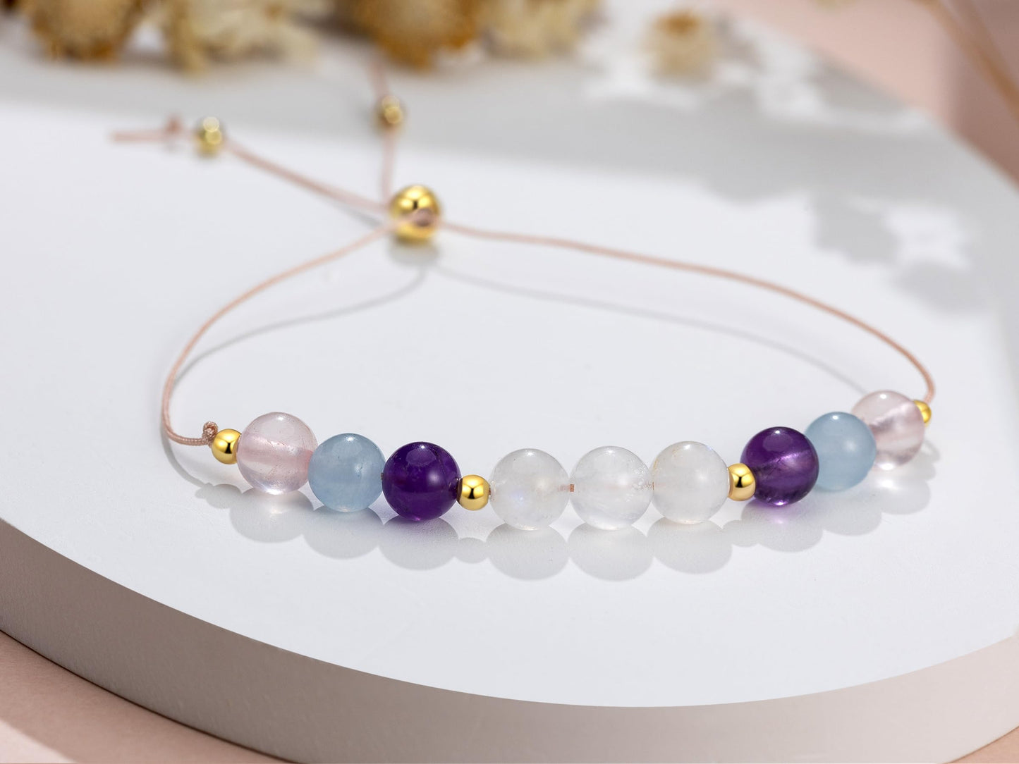 NOURISHLOV Moonstone Bracelets, New Beginnings Gifts for Women, Good Vibes Only Bracelet, Manifestation Gifts, Protection Gift, Positive Energy, Manifest Positivity, Happiness Bracelet Gift for Her