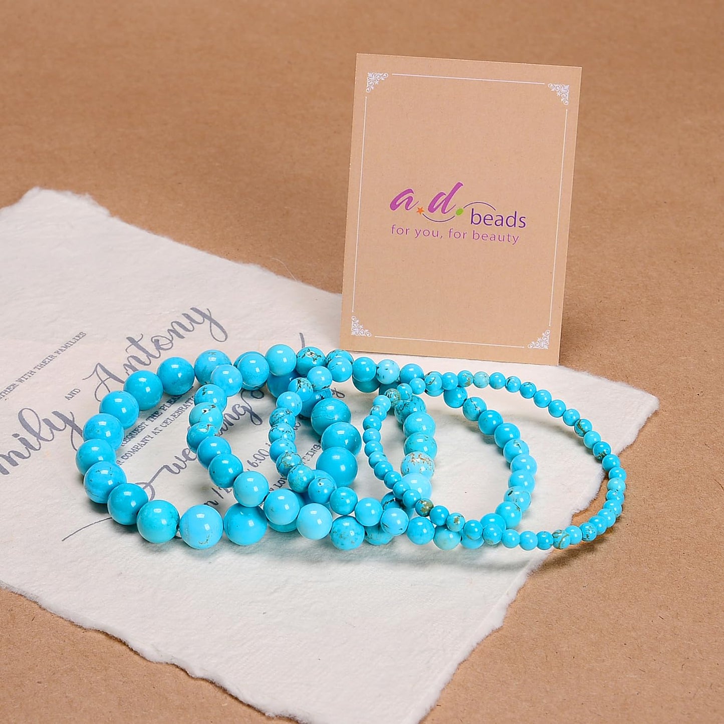 AD Beads Handmade Gemstone Stretch Elastic Bracelet Crystal Healing Reiki Nature's Beauty and Spiritual Essence Unisex (6mm, Blue Turquoise (Great Wisdom))