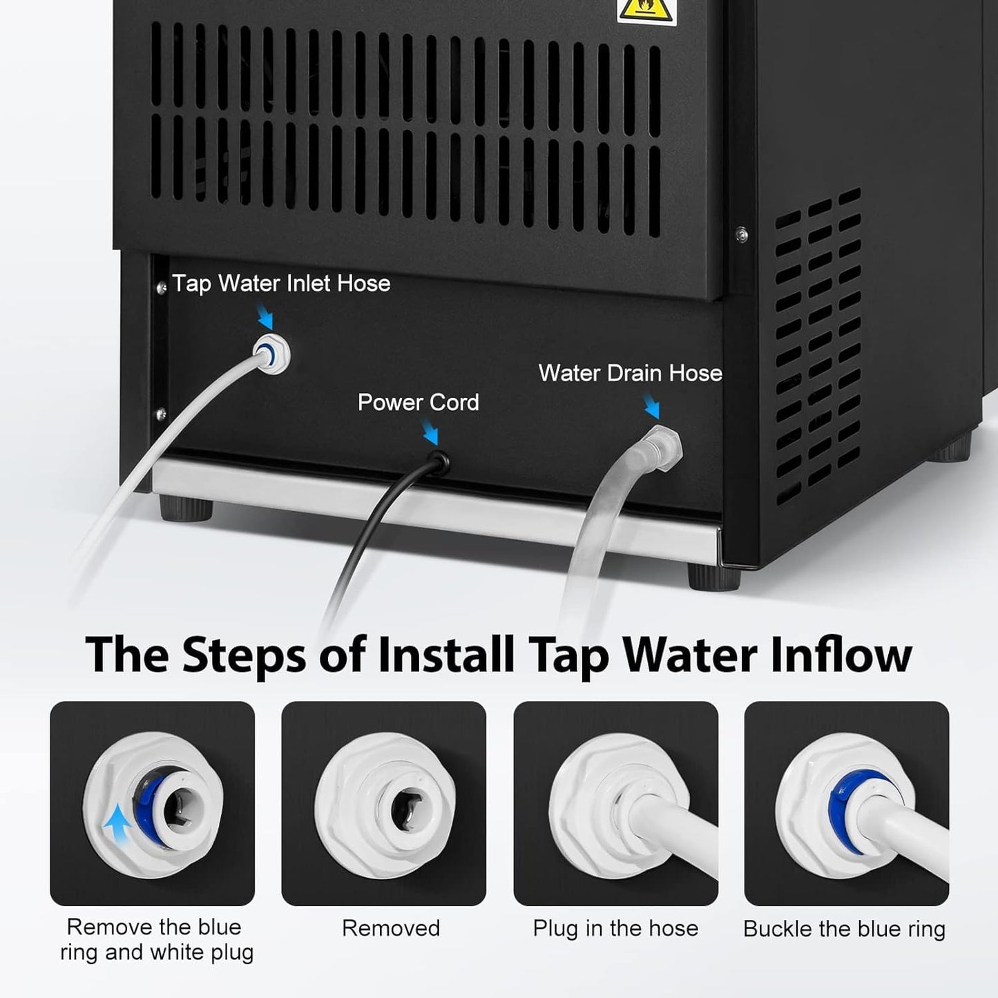 TAZPI Commercial Ice Maker 160 LBS/24H, 15" Wide Under Counter Ice Maker with 35LBS Ice Storage Capacity, Commercial Ice Machine 63Pcs Clear Ice Cubes Built-in or Freestanding Large Ice Machine