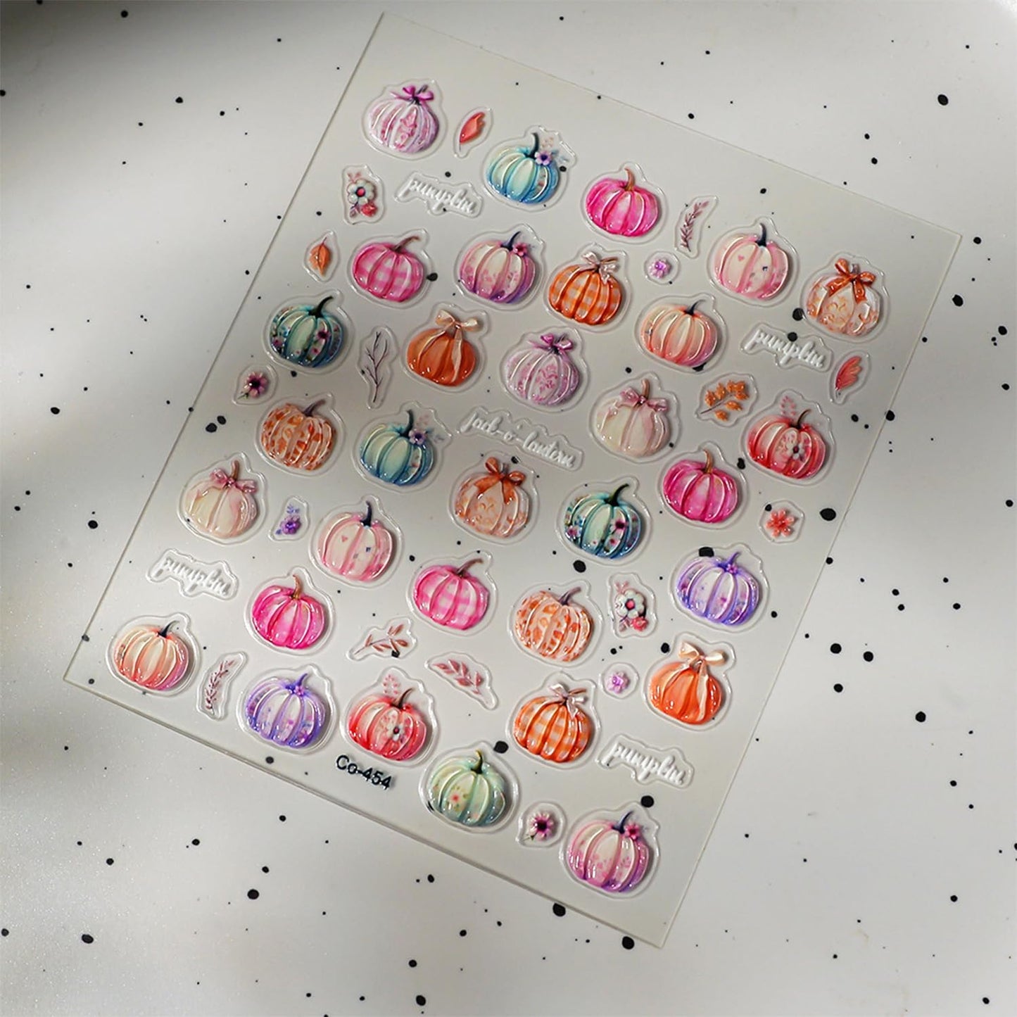 1 Sheets Colorful Pumpkin Nail Stickers for Nail Art 5D Self-Adhesive Embossed Fall Nail Art Stickers Thanksgiving Nail Decals Autumn Leaves Nail Design Sticker for Women Manicure DIY