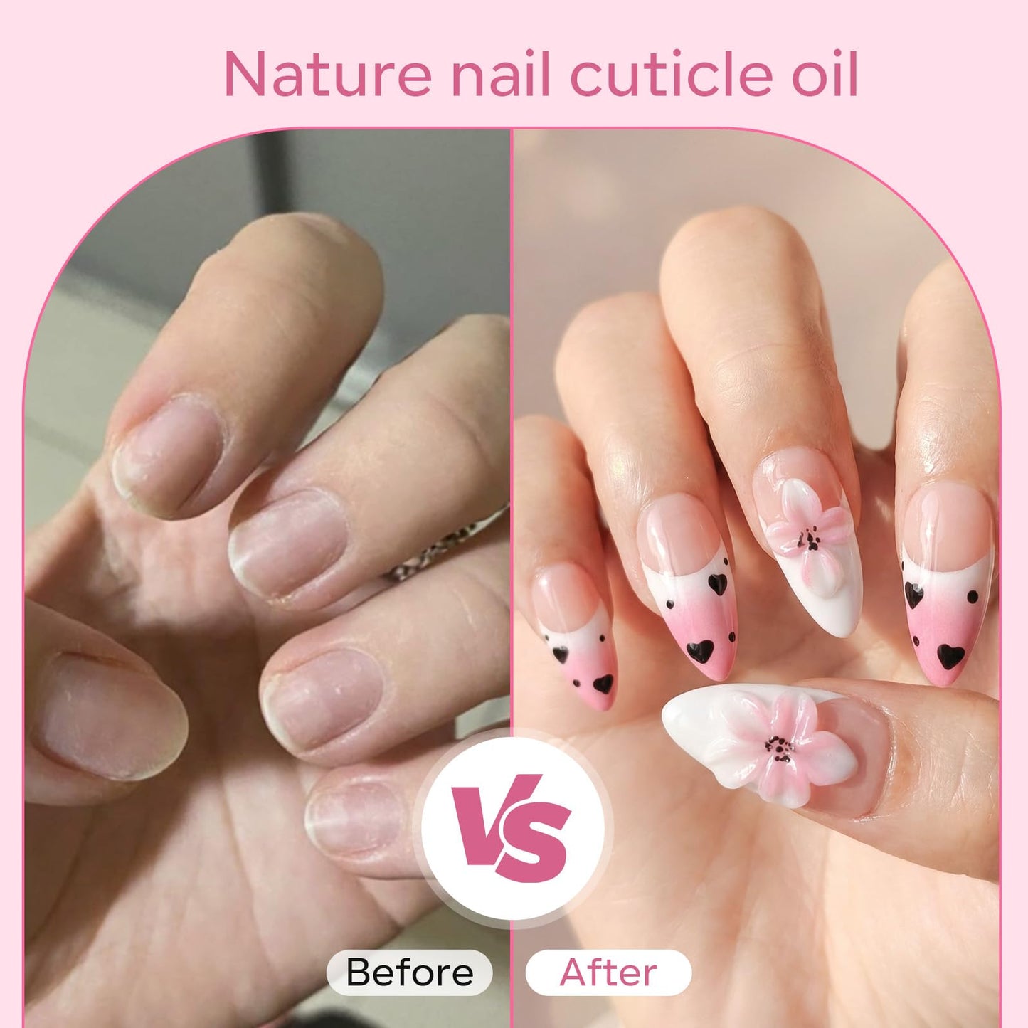 LTXHZYYL Handmade Press on Nails Almond Fake Nails With 3D Floral & Heart Design Reusable Full Cover Hand made Nails Kit – Luxury Pink Medium French Tip Glossy Acrylic for Women
